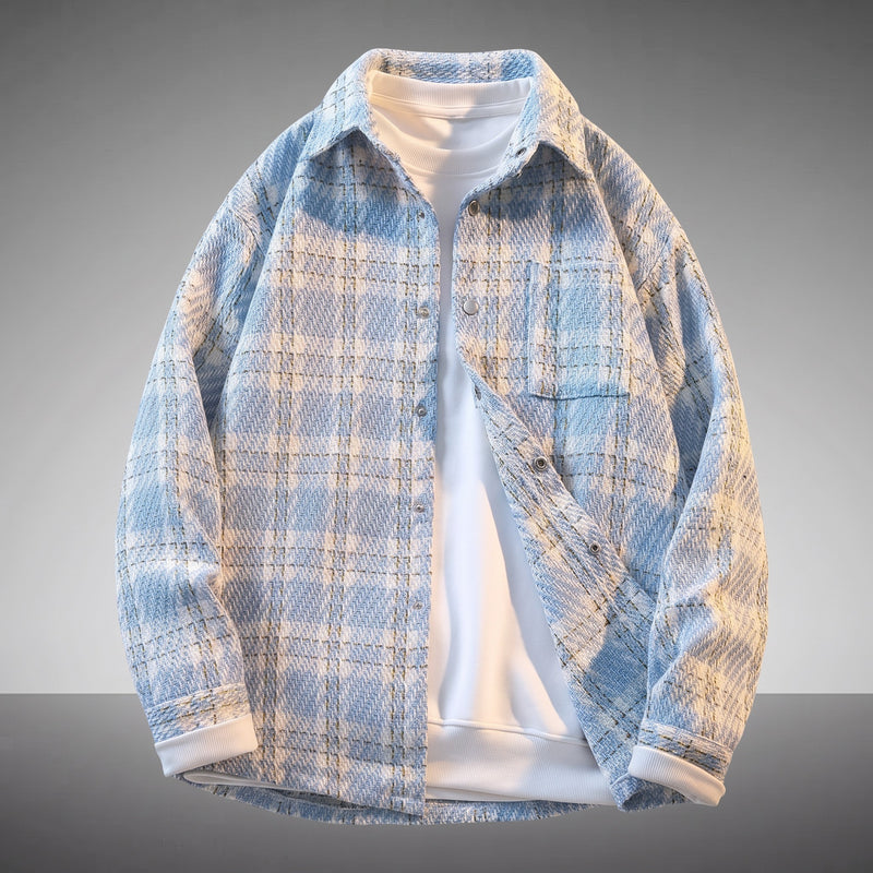 Plaid Wool-Blend Overshirt Jacket