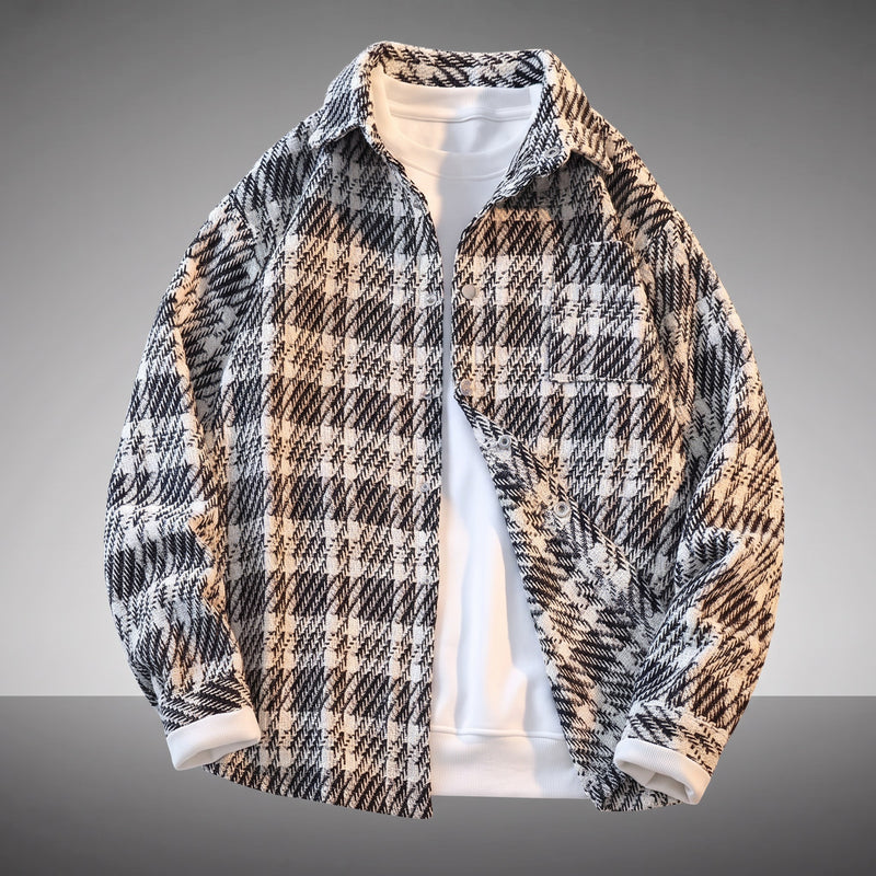 Plaid Wool-Blend Overshirt Jacket
