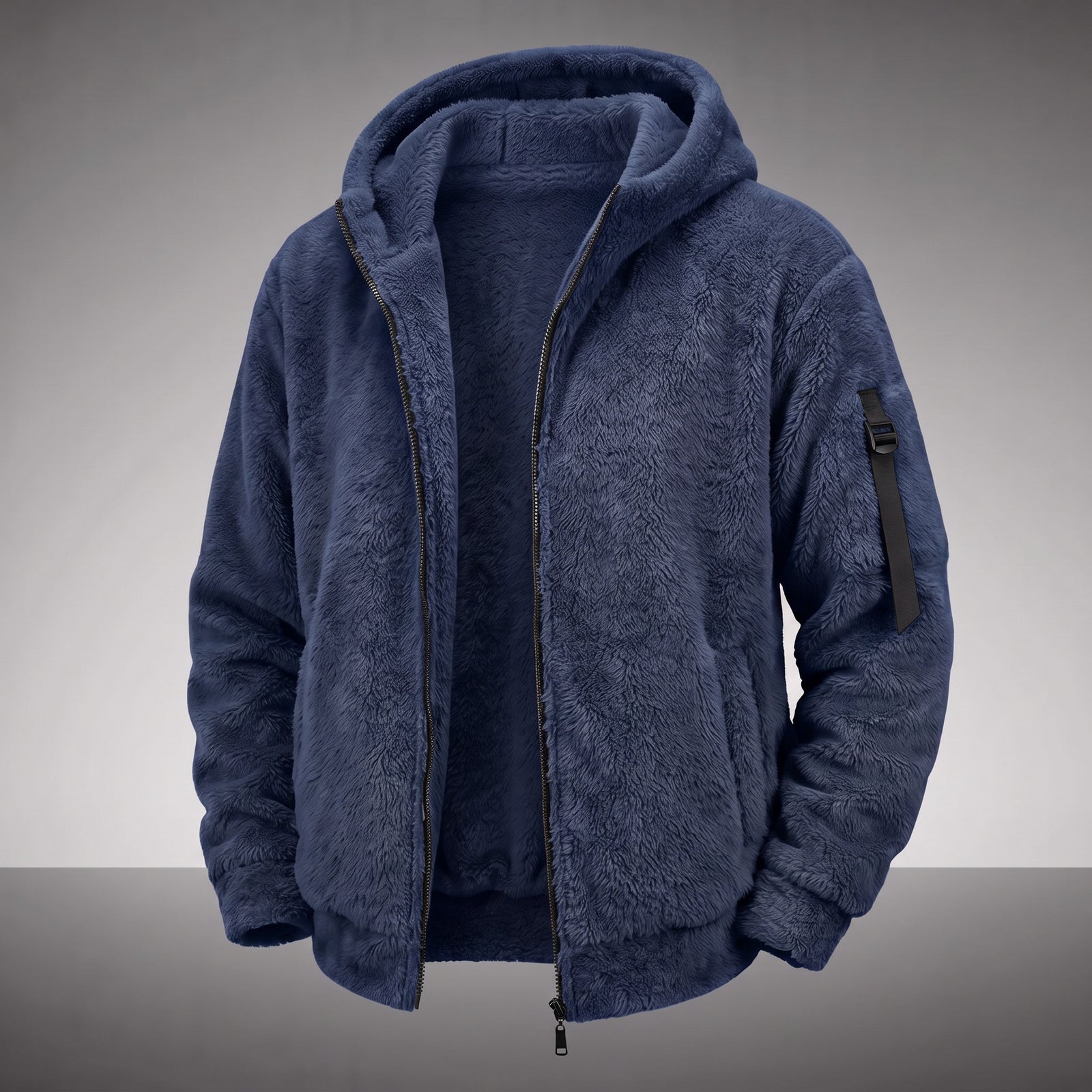 Sherpa Fleece Zip-Up Hooded Jacket