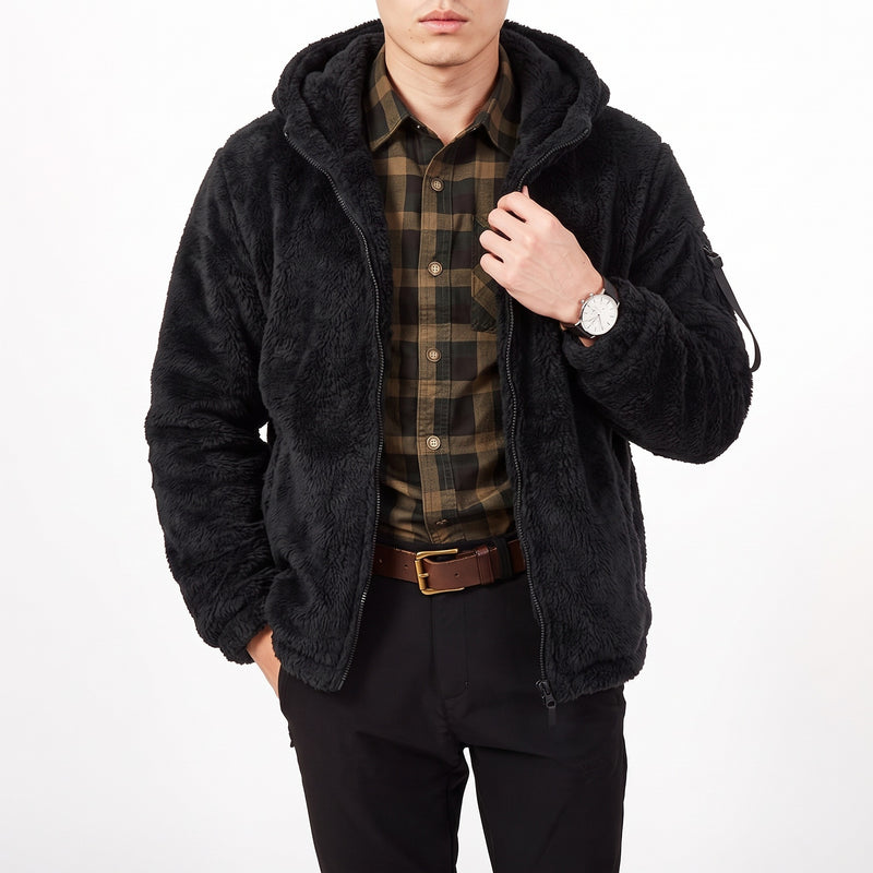 Sherpa Fleece Zip-Up Hooded Jacket