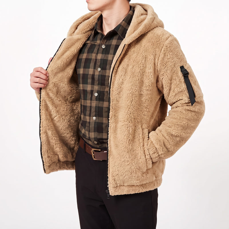 Sherpa Fleece Zip-Up Hooded Jacket