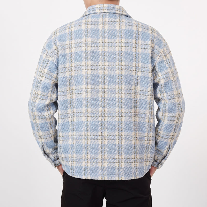Plaid Wool-Blend Overshirt Jacket