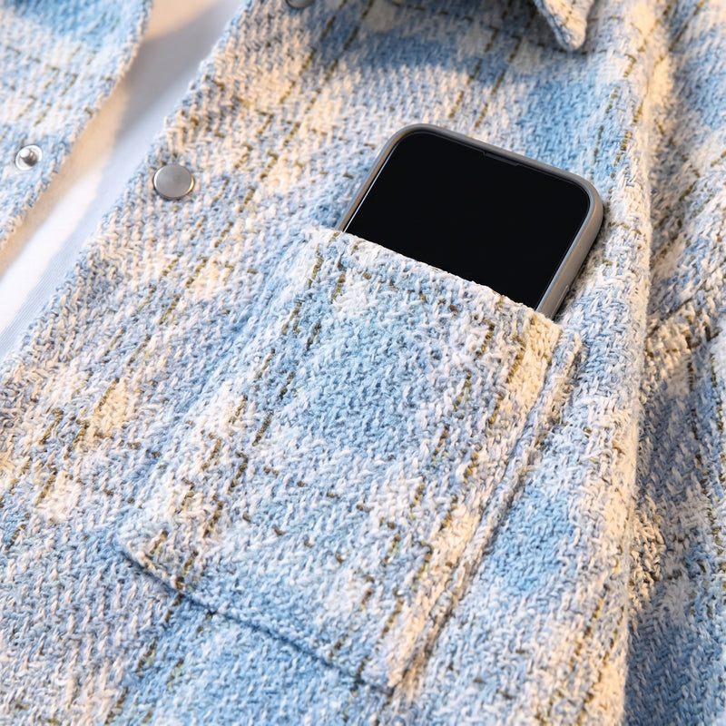 Plaid Wool-Blend Overshirt Jacket