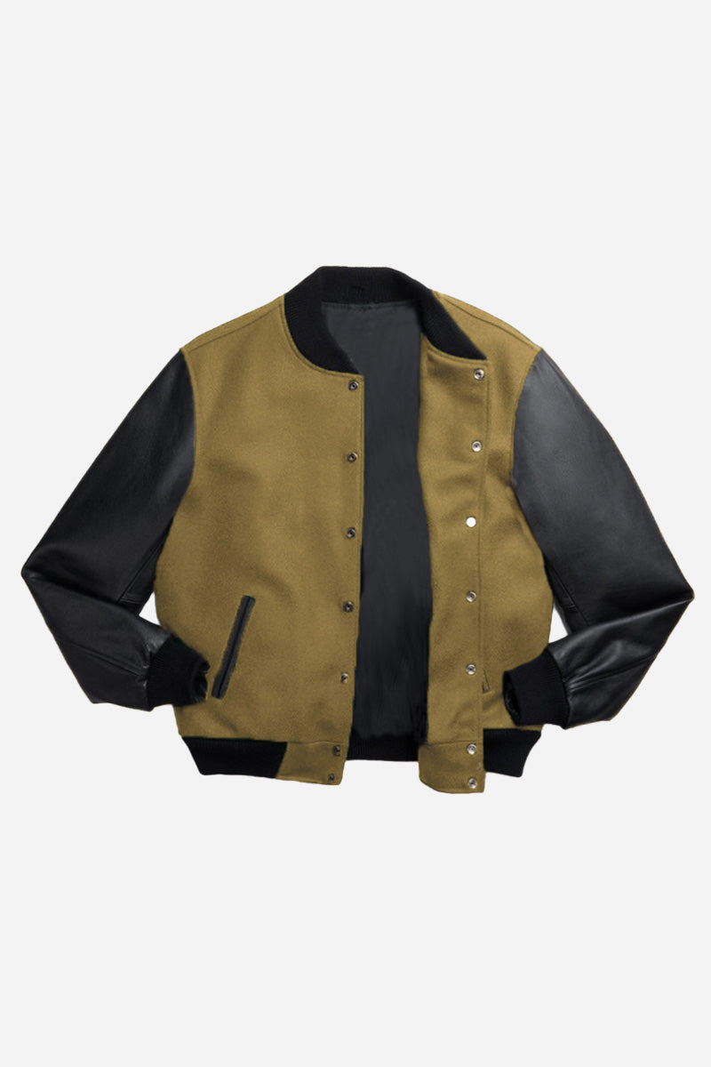 Partial Leather Varsity Jacket