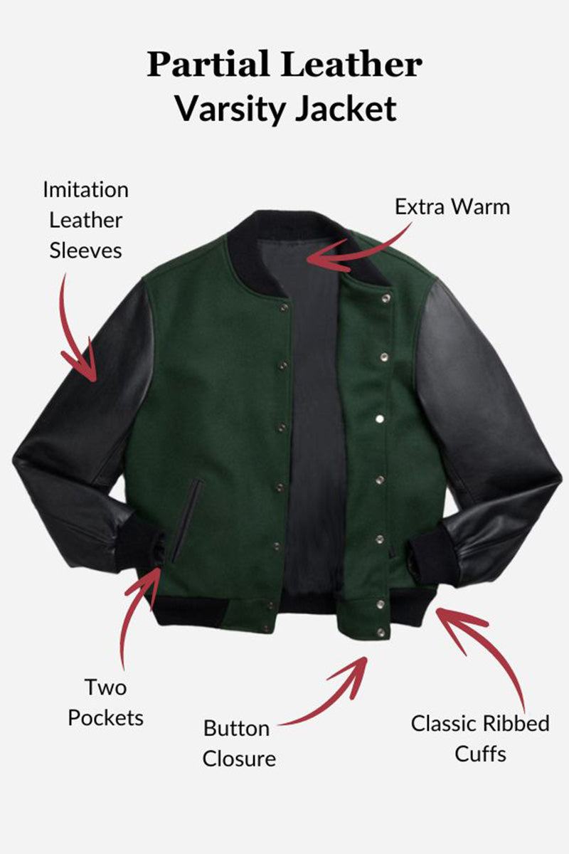 Partial Leather Varsity Jacket