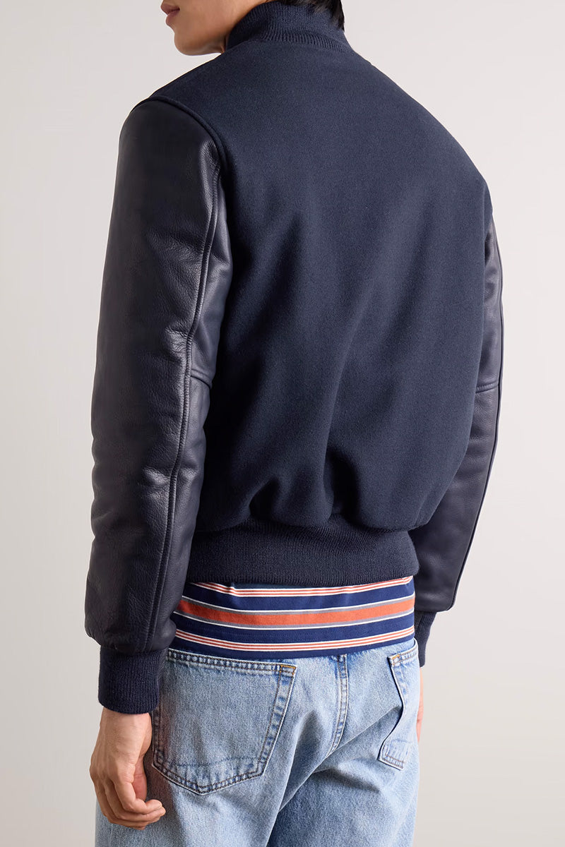 Partial Leather Varsity Jacket