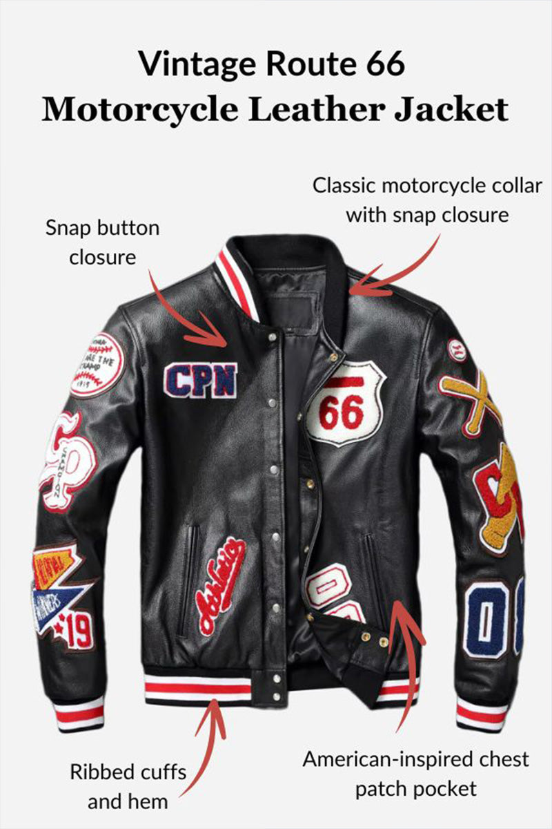 Vintage Route 66 Motorcycle Leather Jacket