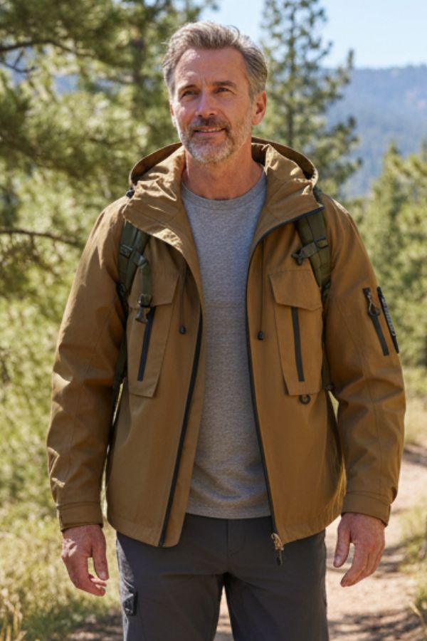 Hooded Outdoor Workwear Jacket with Mesh Lining