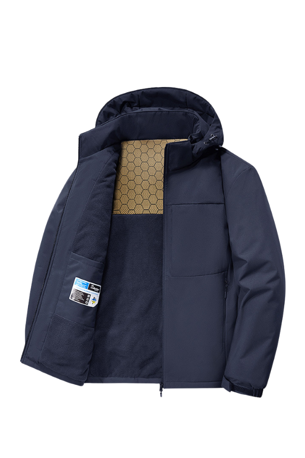 Hooded Fleece-Lined Windbreaker with Thick Warm Layer