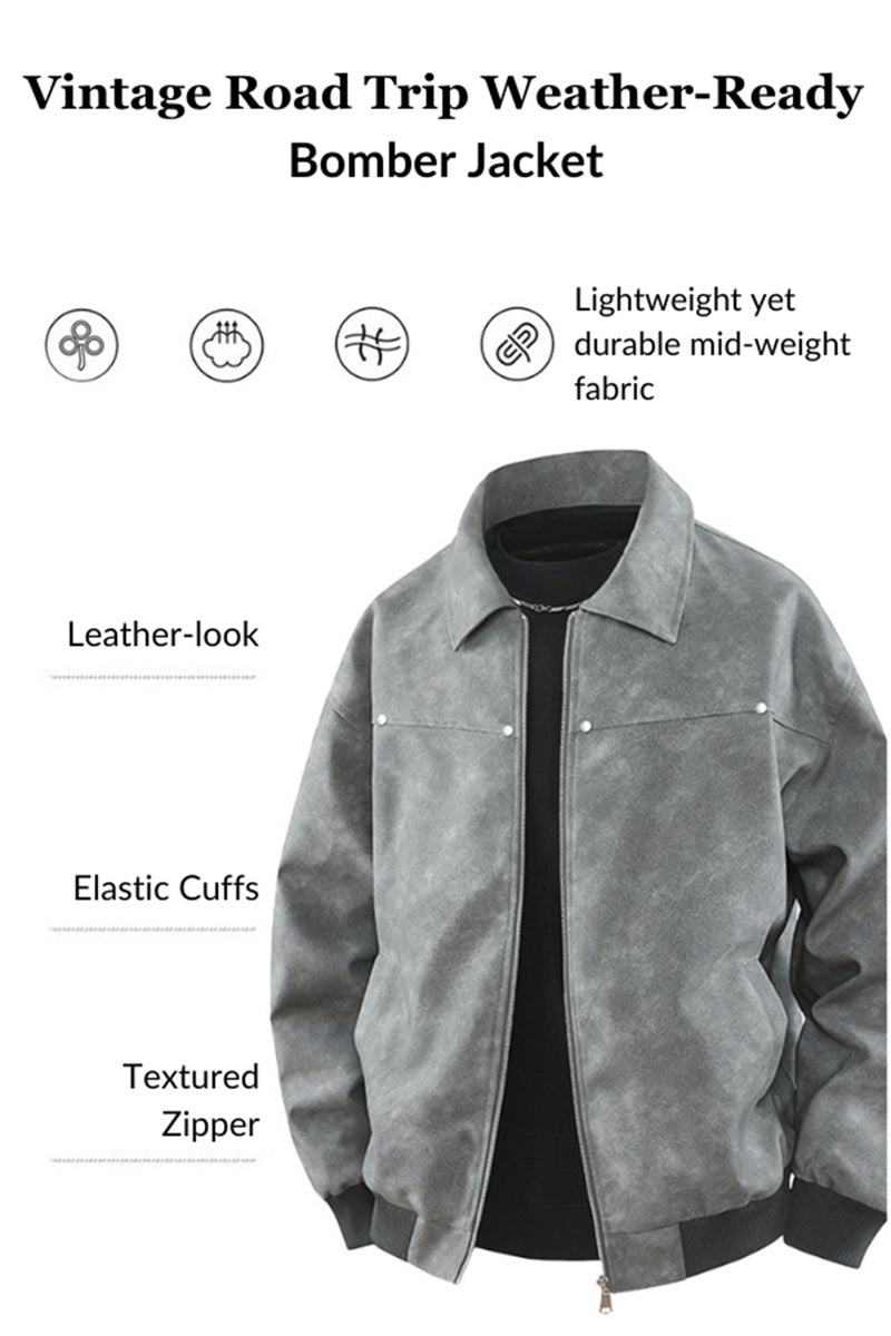 Vintage Road Trip Weather-Ready Bomber Jacket