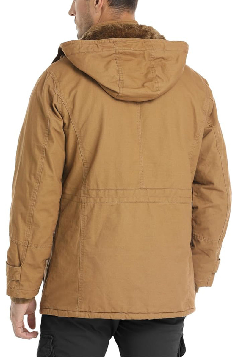 Thick Fleece Hooded Cargo Jacket with Pockets