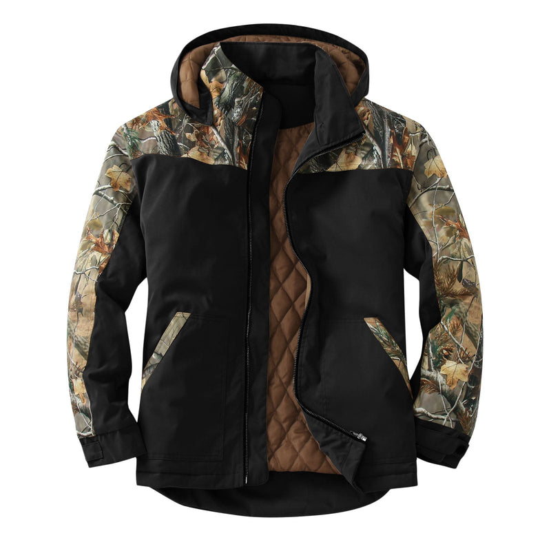 Printed Colorblock Hooded Padded Jacket with Removable Hood