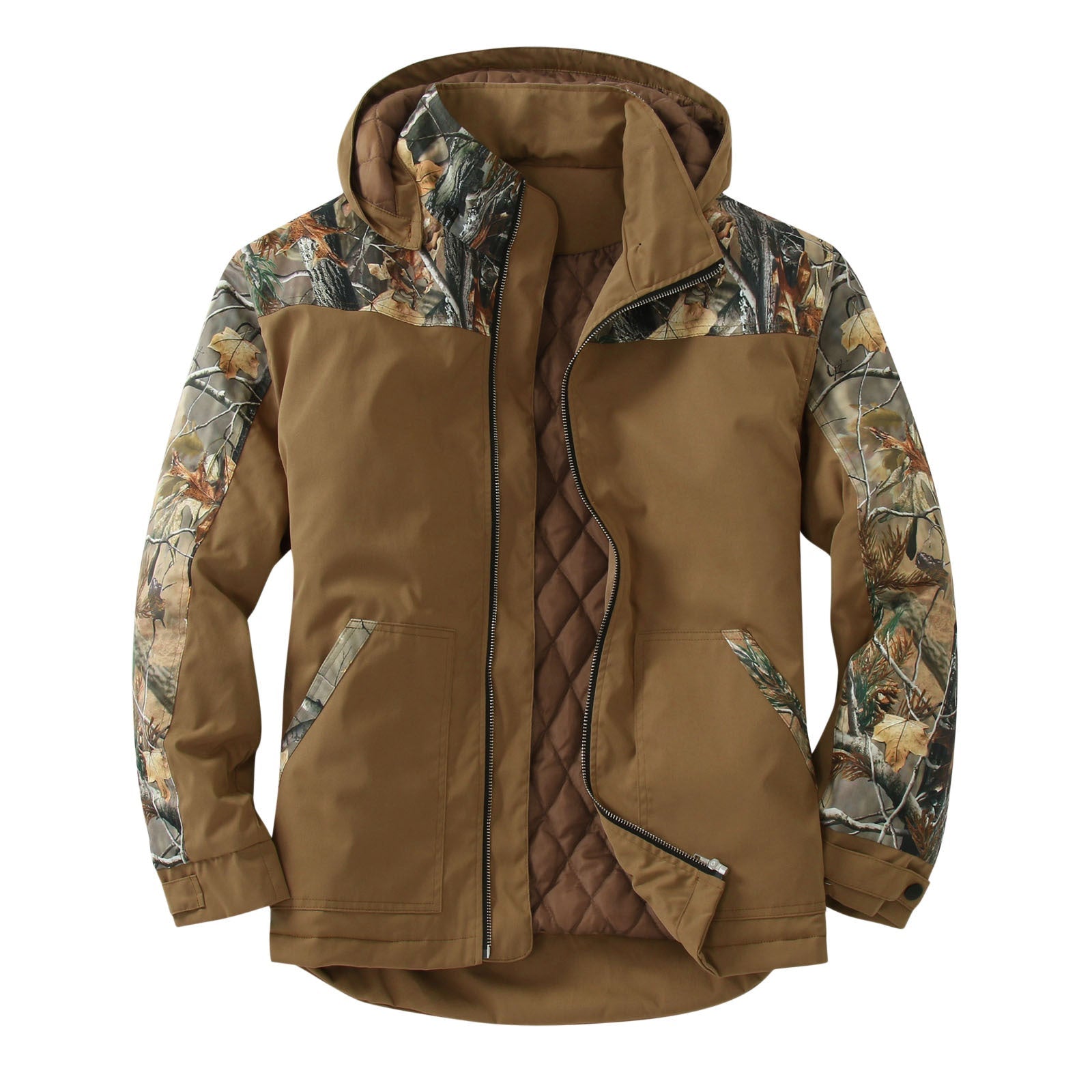 Printed Colorblock Hooded Padded Jacket with Removable Hood