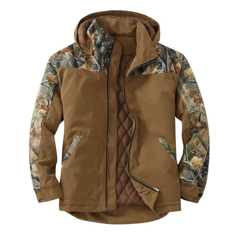Printed Colorblock Hooded Padded Jacket with Removable Hood