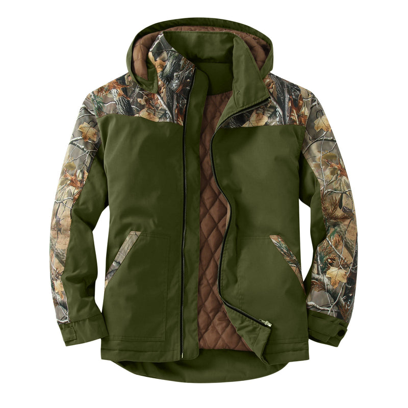 Printed Colorblock Hooded Padded Jacket with Removable Hood