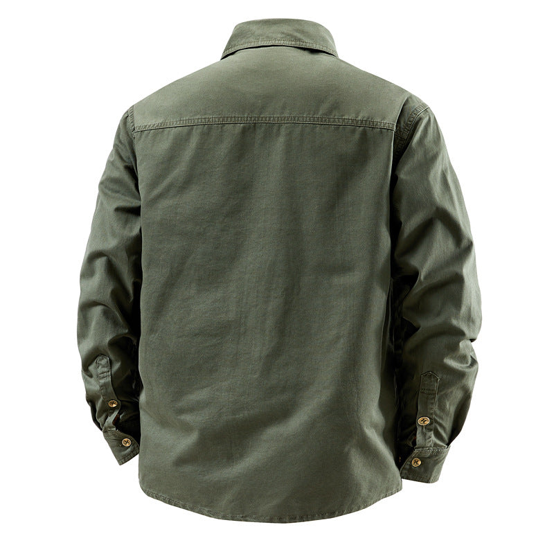 Classic Workwear Long Sleeve Washed Cotton Lightweight Jacket