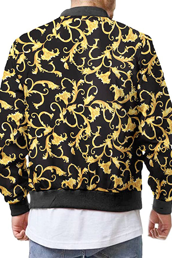 Gold Floral Bomber Jacket