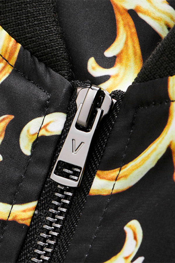 Gold Floral Bomber Jacket