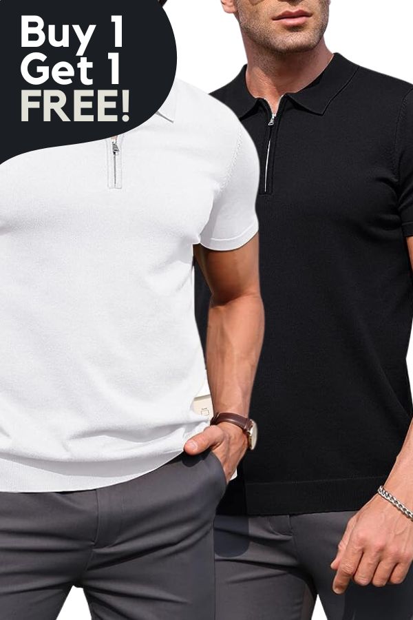 Gentleman&#39;s Favorite: Zip-Neck Jersey Polo (1+ 1 FREE)