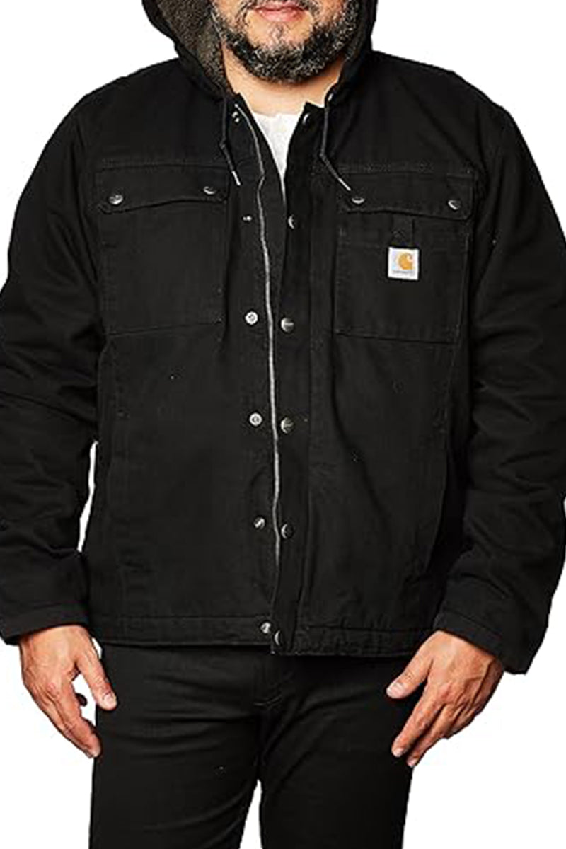 Relaxed Sherpa-Lined Hooded Utility Jacket