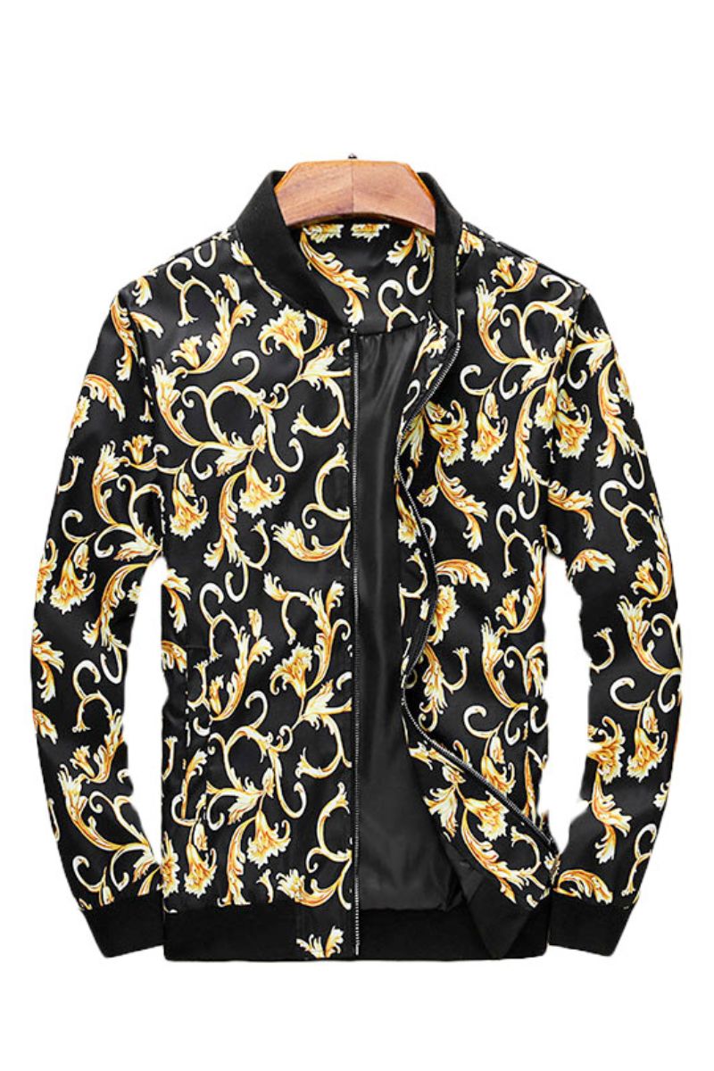 Gold Floral Bomber Jacket